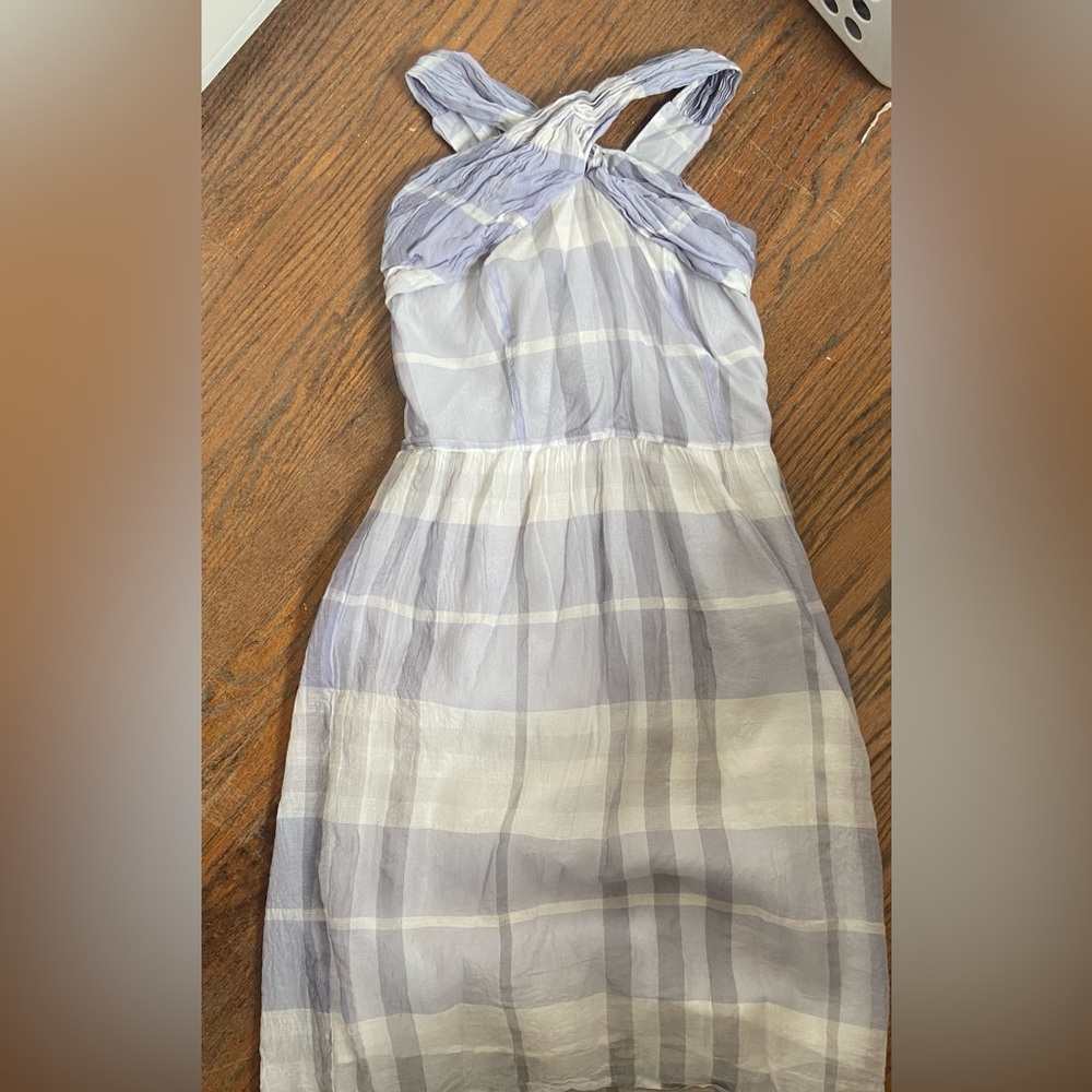Beautiful cross neck Burberry dress. Gorgeous lavender plaid
